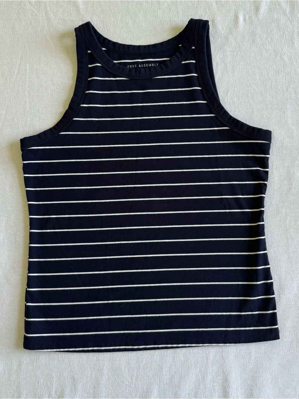 Free Assembly Navy & White Striped Crewneck Tank